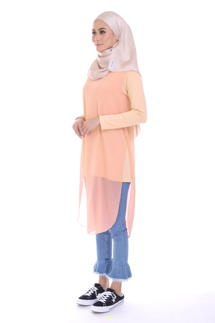 Foxy flair top blouse muslimah blouse cantik blouse labuh blouse putih blouse and - peach