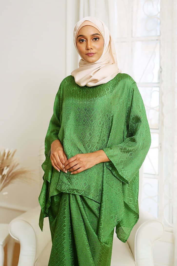  Baju  Kurung  Ayra Plain Emerald Green AY08 HABRA 