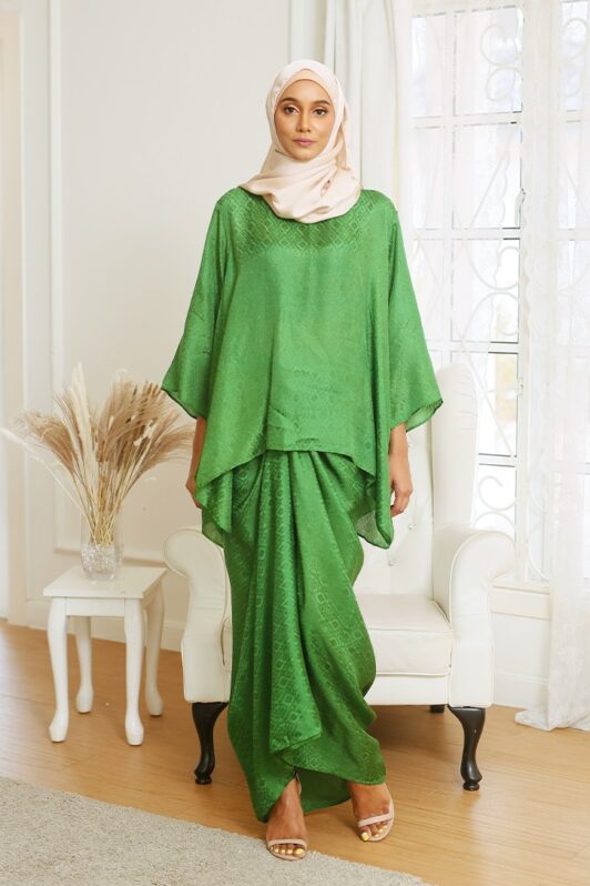  Baju  Kurung  Ayra Plain  Emerald Green AY08 HABRA HAUTE 