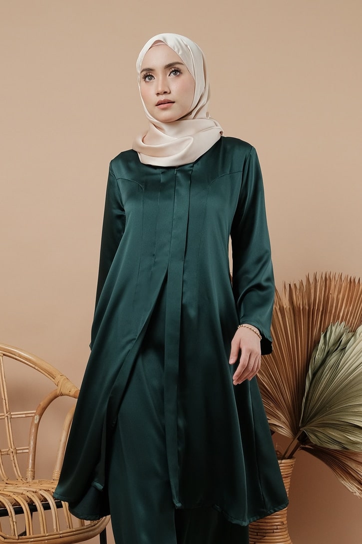  Baju  Kebaya Labuh Riau Kadija KD16 Emerald Green HABRA 