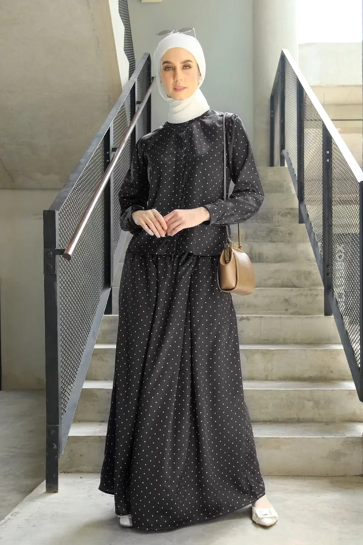 habra haute emma skirt set skirt kembang skirt labuh skirt muslimah skirt and blouse skirt set outfit skirt set summer skirt set casual skirt summer black EM07