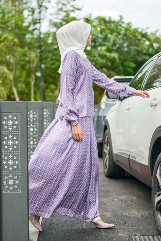 habra haute emma skirt set skirt kembang skirt labuh skirt muslimah skirt and blouse skirt set outfit skirt set summer skirt set casual skirt summer lilac EM17