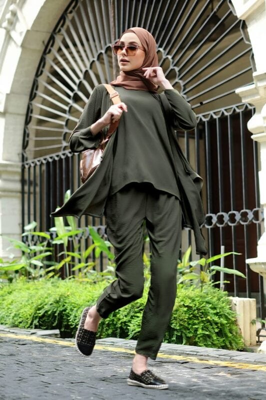 habra haute evelyn cardi casual wear for women cardigan baju casual baju kasual smart casual army green ev20