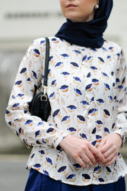 habra haute baju muslimah moden casual wear for women kasual muslimah seluar slack wanita set baju dan seluar set blouse and pants set blouse dan seluar emmi set blue mi03