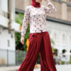 habra haute baju muslimah moden casual wear for women kasual muslimah seluar slack wanita set baju dan seluar set blouse and pants set blouse dan seluar emmi set red mi01