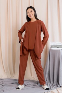 habra haute evelyn cardi casual wear for women cardigan baju casual baju kasual smart casual wood brown ev26