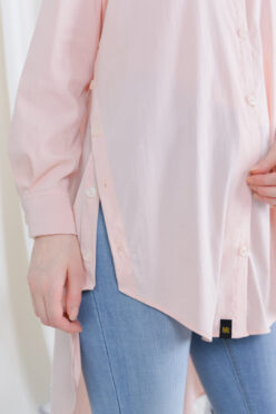 habra haute casual top casual wear for women blouse muslimah shirt for women shirt collar type butang depan gio button shirt baby pink GI08