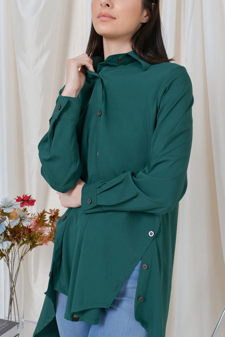 GIO Button Shirt | GI03 Emerald Green – HABRA HAUTE