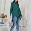 habra haute casual top casual wear for women blouse muslimah shirt for women shirt collar type butang depan gio button shirt emerald green GI03