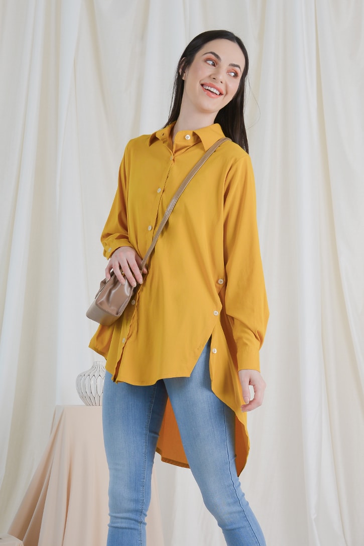 GIO Button Shirt | GI10 Mustard – HABRA HAUTE