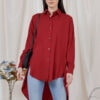 habra haute casual top casual wear for women blouse muslimah shirt for women shirt collar type butang depan gio button shirt red GI04