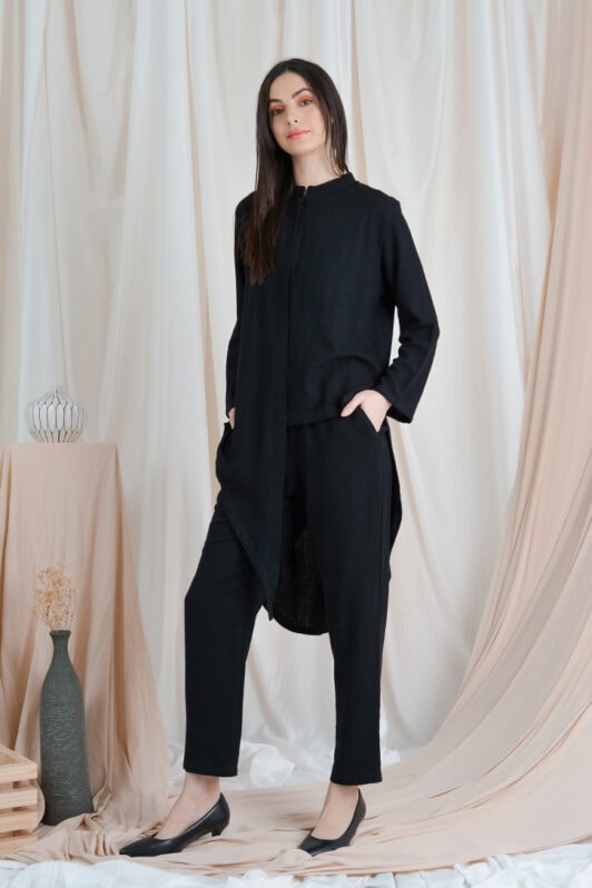 habra haute casual top pants suit casual wear for women blouse muslimah shirt for women shirt collar type kasual niko NI02 black