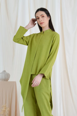 habra haute casual top pants suit casual wear for women blouse muslimah shirt for women shirt collar type kasual niko NI04 apple green