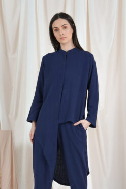 habra haute casual top pants suit casual wear for women blouse muslimah shirt for women shirt collar type kasual niko NI08 navy blue