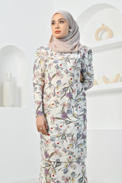 habra haute baju kurung printed floral baju kurung moden baju kurung labuh baju kurung cotton baju raya 2022 iris IR02