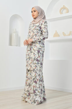 habra haute baju kurung printed floral baju kurung moden baju kurung labuh baju kurung cotton baju raya 2022 iris IR02