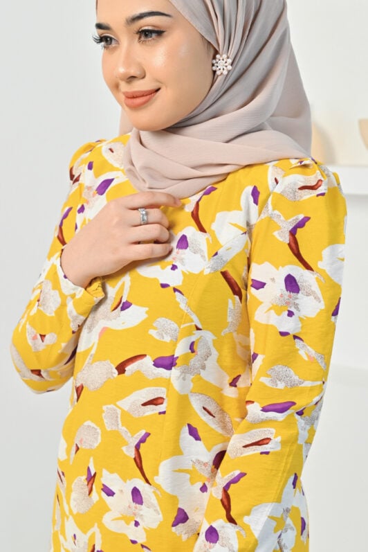habra haute baju kurung printed floral baju kurung moden baju kurung labuh baju kurung cotton baju raya 2022 iris IR03