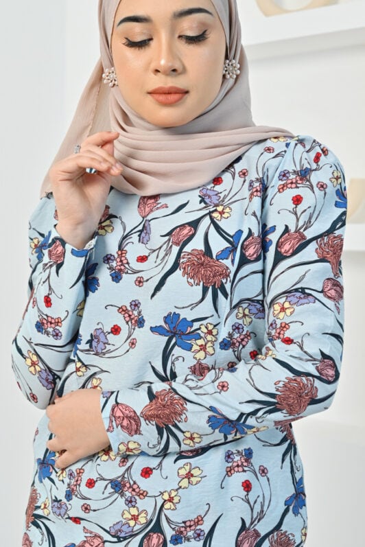 habra haute baju kurung printed floral baju kurung moden baju kurung labuh baju kurung cotton baju raya 2022 iris IR05