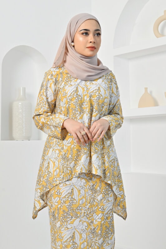 habra haute baju kurung printed floral baju kurung moden baju kurung labuh baju kurung cotton baju raya 2022 lily LY03