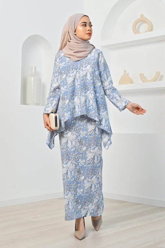 habra haute baju kurung printed floral baju kurung moden baju kurung labuh baju kurung cotton baju raya 2022 lily LY04