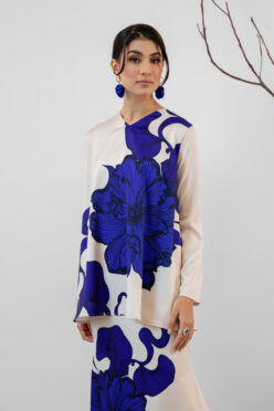 June baju kurung habra haute baju kurung modern baju kurung moden baju kurung printed baju raya 2023 baju kurung labuh blue JN01